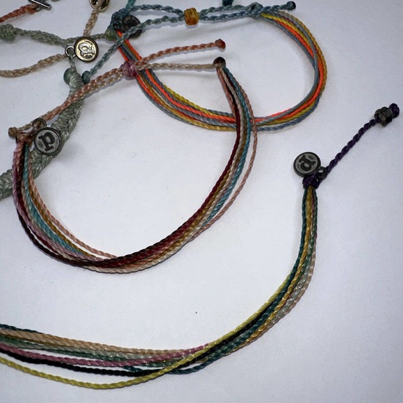 Pura Vida Bracelet Lot Anchor Leaf Charm Braided Multi Strand COlor Set 7 Rope - Picture 4 of 6